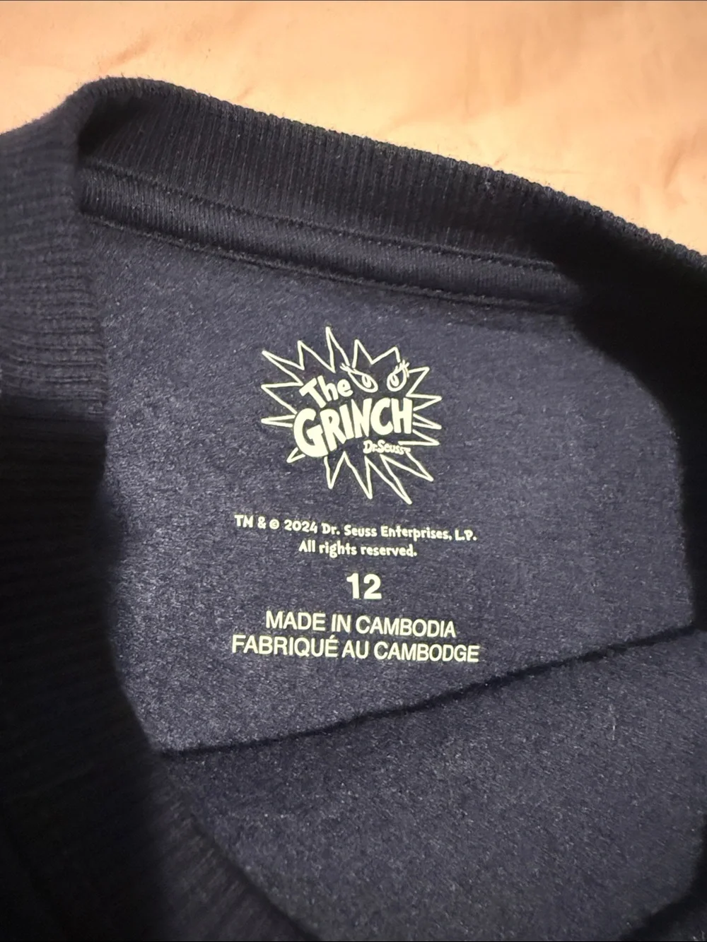 Grinch Graphic Navy Holiday Sweatshirt for Kids